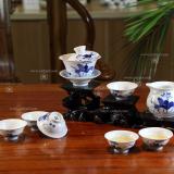 8頭手繪青花茶具-荷花