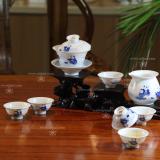 8頭手繪青花茶具-嬰戲