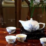 8頭釉中功夫茶具扁壺蘭花