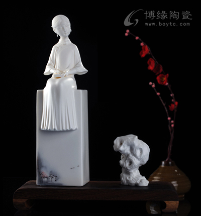 憶江南德化白瓷博緣陶瓷古典仕女美女客廳臥室工藝品人物擺件