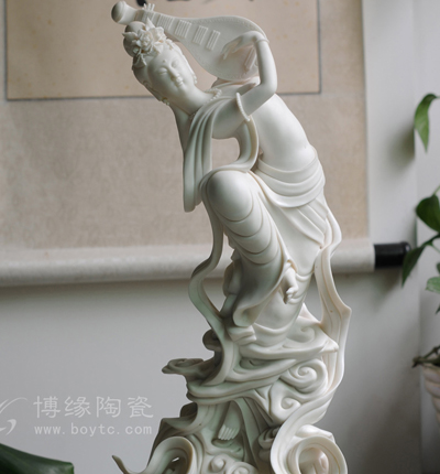 敦煌神韻德化白瓷敦煌壁畫舞女巴拿馬獎大師作品家居辦公擺件陳明良