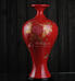 红釉花瓶金牡丹德化陶瓷高温红釉家居办公商务礼品工艺摆件