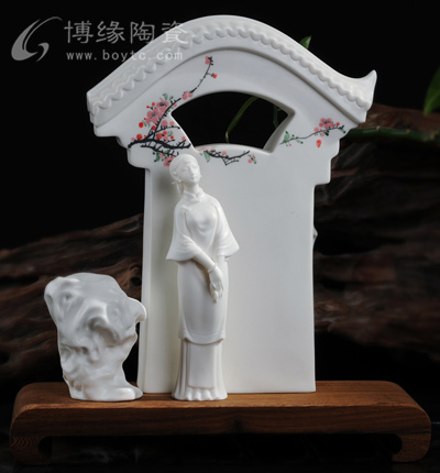 一枝春德化白瓷古典仕女美女人物雕塑家居辦公工藝品擺件