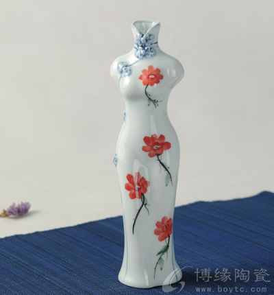 花瓶唐韻手繪桌面擺設(shè)創(chuàng)意花插