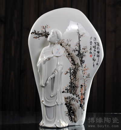 望月懷遠(yuǎn)家居裝飾白瓷仕女人物雕塑工藝品美女?dāng)[件工藝禮品