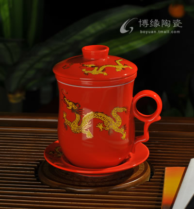 紅金龍四件杯