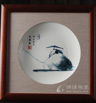 悟陶瓷掛盤電視柜擺件客廳擺件裝飾品商務禮品高級工藝美術師——劉育發