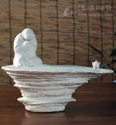 問道德化白瓷傳統(tǒng)小號人物雕塑禪道家居書房辦公工藝品擺件