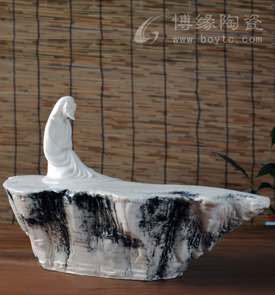 上善若水(大)德化白瓷禪道工藝品擺件客廳書房辦公室擺件福建省工藝美術師—鄭清海