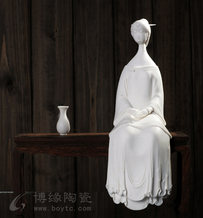 幽夢家居裝飾白瓷仕女人物雕塑工藝品美女擺件工藝禮品福建省工藝美術師—林彬彬