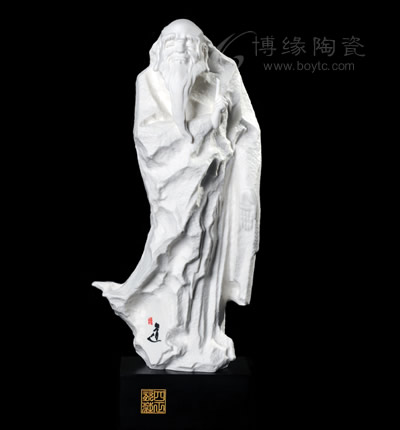 道法自然家居鎮宅人物擺件手工雕塑陶瓷禮品道教用品福建省工藝美術大師—鄭志德