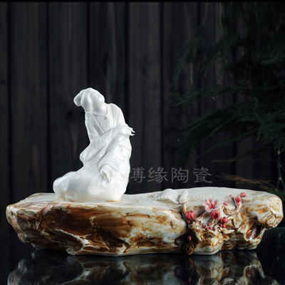 望春德化白瓷古典仕女美女人物雕塑家居辦公工藝品擺件