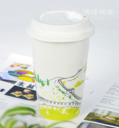 博緣星巴克杯陶瓷杯水杯艾菲爾鐵塔雙層隔熱杯