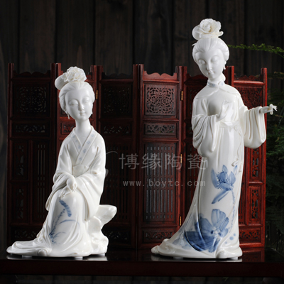 二喬大喬小喬德化白瓷古典仕女美女人物雕塑家居辦公商務禮品