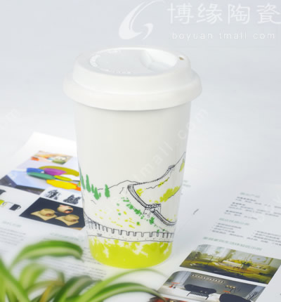 旅游系列雙層隔熱奶茶杯