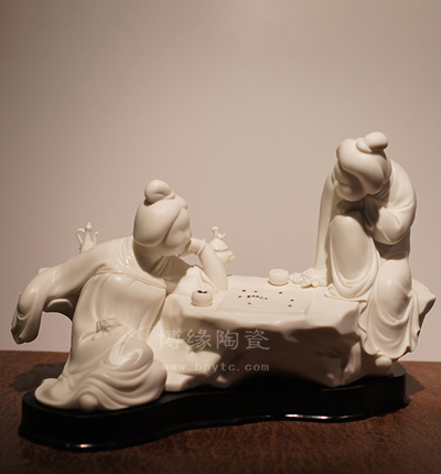 春分棋德德化白瓷中式古典仕女美女人物雕塑家居辦公商務(wù)工藝擺件