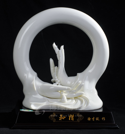 和諧(小)德化白瓷佛手觀音手簡約現(xiàn)代工藝品收藏擺件徐才提