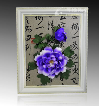 牡丹掛盤-紫德化陶瓷花卉藝術掛盤家居辦公軟裝飾商務禮品