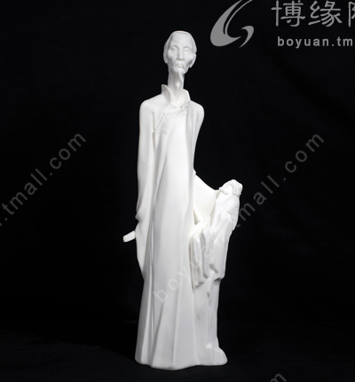 竹影蕭蕭德化白瓷古典人物雕塑家居辦公商務(wù)禮品工藝擺件