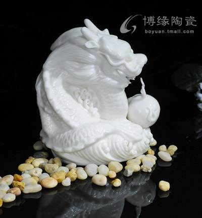 十二生肖--龍德化白瓷動物雕塑工藝擺件本命年禮物