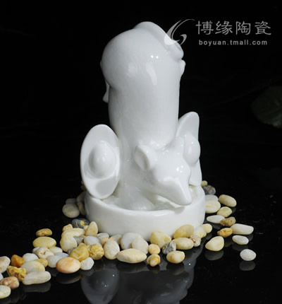 十二生肖--鼠德化白瓷動物雕塑工藝擺件本命年禮物