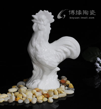 十二生肖--雞德化白瓷動物雕塑工藝擺件本命年禮物