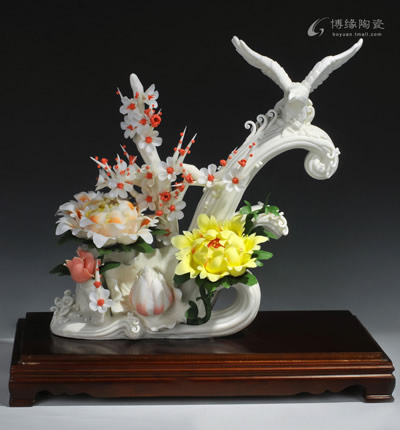 博緣手工捏花德化陶瓷家居飾品花卉大展宏圖