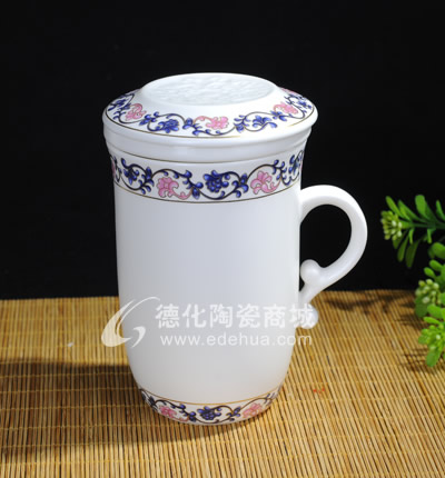 蘭藤花小茶王杯/德化陶瓷/陶瓷茶具/過濾杯