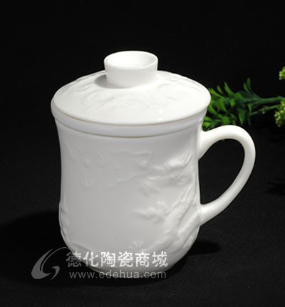 高白浮雕龍三件杯/德化陶瓷/陶瓷杯子/水杯