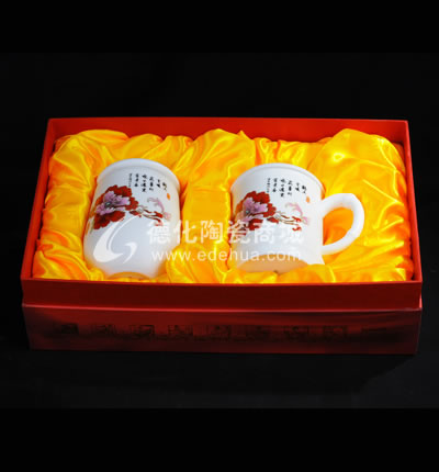 竹節(jié)杯兩件套/德化陶瓷/杯子/個人杯