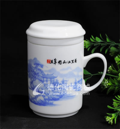 貼蘭山水長城杯/德化陶瓷/陶瓷杯子/水杯