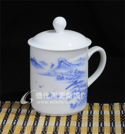 手繪蘭山水水筒杯/德化陶瓷/陶瓷杯子/水杯