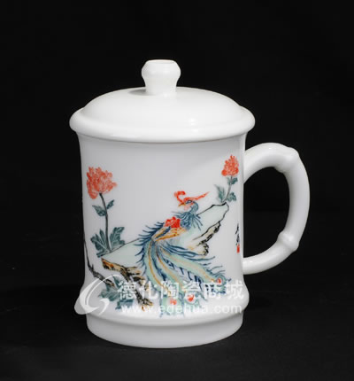 浮線鳳竹節(jié)杯/德化陶瓷/陶瓷杯子/水杯