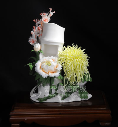 花開富貴/德化陶瓷/陶瓷工藝品/花卉陶瓷/商務禮品
