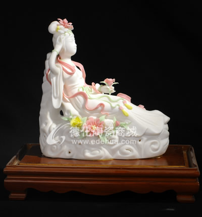 仕女花/德化陶瓷/陶瓷工藝品/人物瓷雕/商務禮品