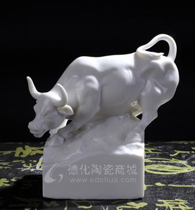 十二生肖印章-牛/陶瓷工藝品/德化陶瓷/動物瓷塑