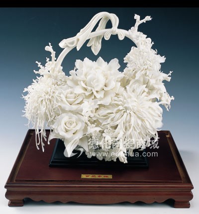 百花爭艷/陶瓷工藝品/德化陶瓷/花卉瓷雕/居家擺件