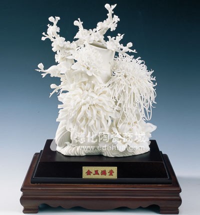 金玉滿堂小/陶瓷工藝品/德化陶瓷/花卉瓷雕/居家擺件