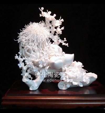 福壽雙全/陶瓷工藝品/德化陶瓷/花卉瓷雕/居家擺件