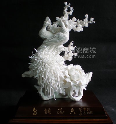 鳥語花香/陶瓷工藝品/德化陶瓷/花卉瓷雕/居家擺件