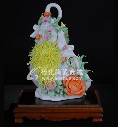 碩果累累/陶瓷工藝品/德化陶瓷/花卉瓷雕/居家擺件