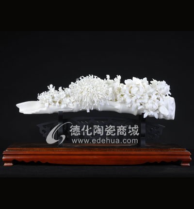 竹報平安/陶瓷工藝品/德化陶瓷/花卉瓷雕/居家擺件