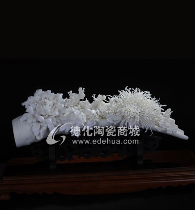 富貴吉祥/陶瓷工藝品/德化陶瓷/花卉瓷雕/居家擺件