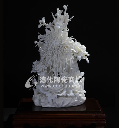竹報富貴/陶瓷工藝品/德化陶瓷/花卉瓷雕/居家擺件
