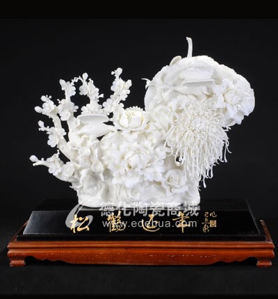 松鶴/陶瓷工藝品/德化陶瓷/花卉瓷雕/居家擺件