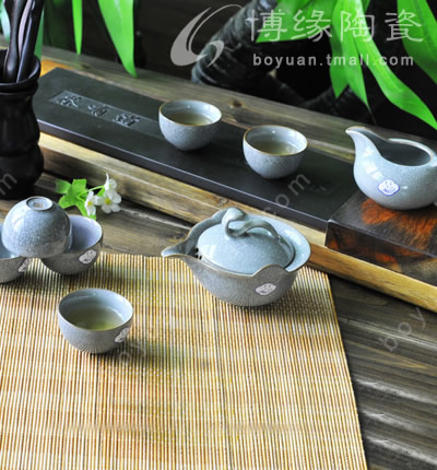 博緣哥窯整套茶具冰裂紋哥窯茶具大蓋碗8入