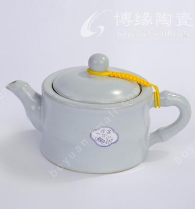 博緣汝窯天蘭色茶壺汝窯茶具天蘭竹節(jié)壺