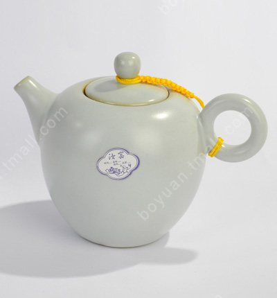 博緣汝窯天蘭色茶壺汝窯茶具天蘭短嘴壺