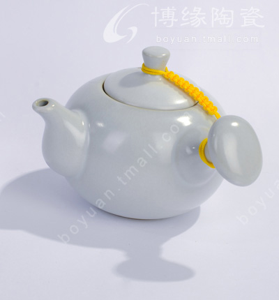 博緣汝窯天蘭色茶壺汝窯茶具天蘭手柄壺
