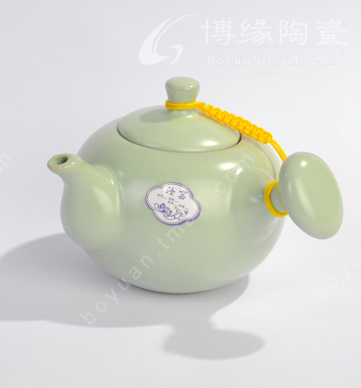 博緣汝窯天青色茶壺汝窯茶具天青手柄壺